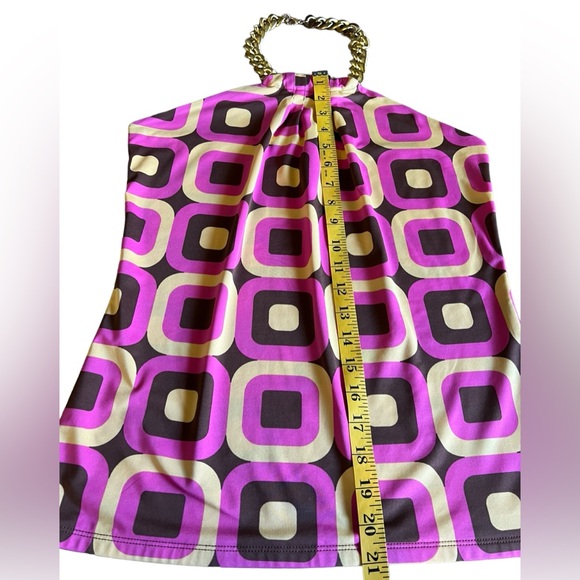 INC Mod Retro-Inspired Geometric Halter Top Gold-Tone Chain Neck Accent Size M - Picture 7 of 9